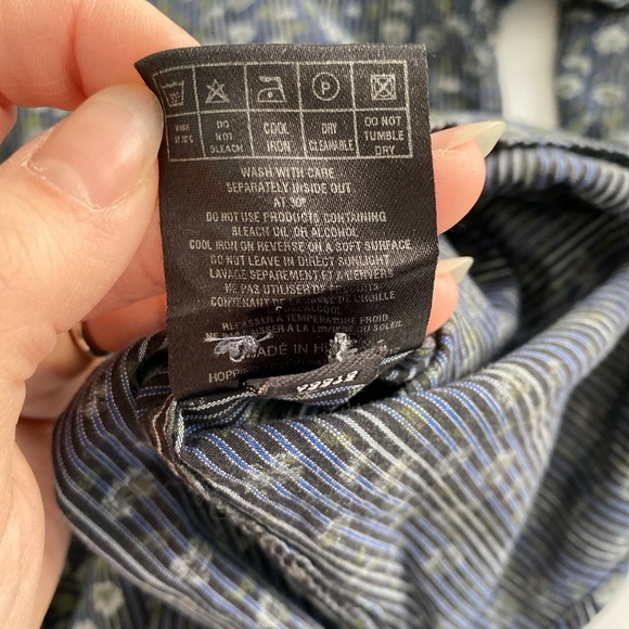 Ted Baker Men's Floral Sz 3 US M Flip Cuff Button Down Long Sleeve Shirt Spring - Picture 12 of 12